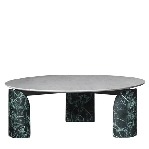 Tavolino rotondo Taula Verde Alpi e Bianco Carrara