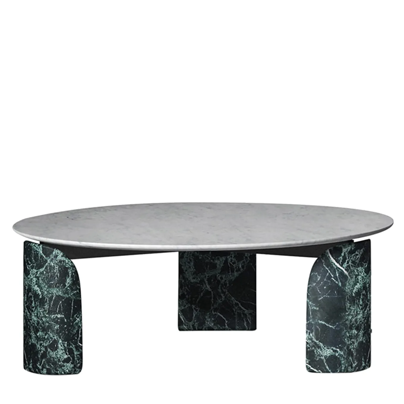 Tavolino rotondo Taula Verde Alpi e Bianco Carrara