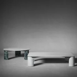 Tavolino rotondo Taula Verde Alpi e Bianco Carrara