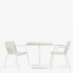 Tavolo bistro outdoor in pietra travertino beige quadrato Velia