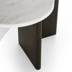 Tavolo console Tetris con piano in marmo e gambe in legno di quercia Laguna