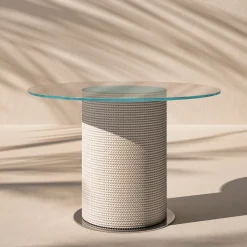 Tavolo da cocktail rotondo Remì bianco da esterno