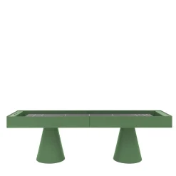 Tavolo da gioco Shuffleboard in metallo verde Brooklyn con dettagli in legno iroko