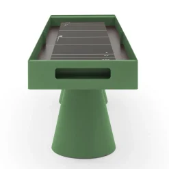 Tavolo da gioco Shuffleboard in metallo verde Brooklyn con dettagli in legno iroko
