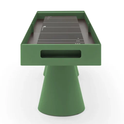 Tavolo da gioco Shuffleboard in metallo verde Brooklyn con dettagli in legno iroko