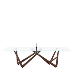 Tavolo da ping pong e da pranzo Effetto 71 in legno Wenge e piano in vetro