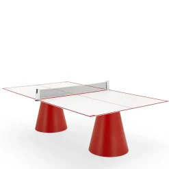 Tavolo da ping pong rosso per esterni Dada di Basaglia + Rota Nodari