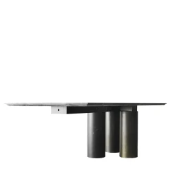Tavolo da pranzo Arcaico con top e 4 basi cilindriche in Nero Marquina