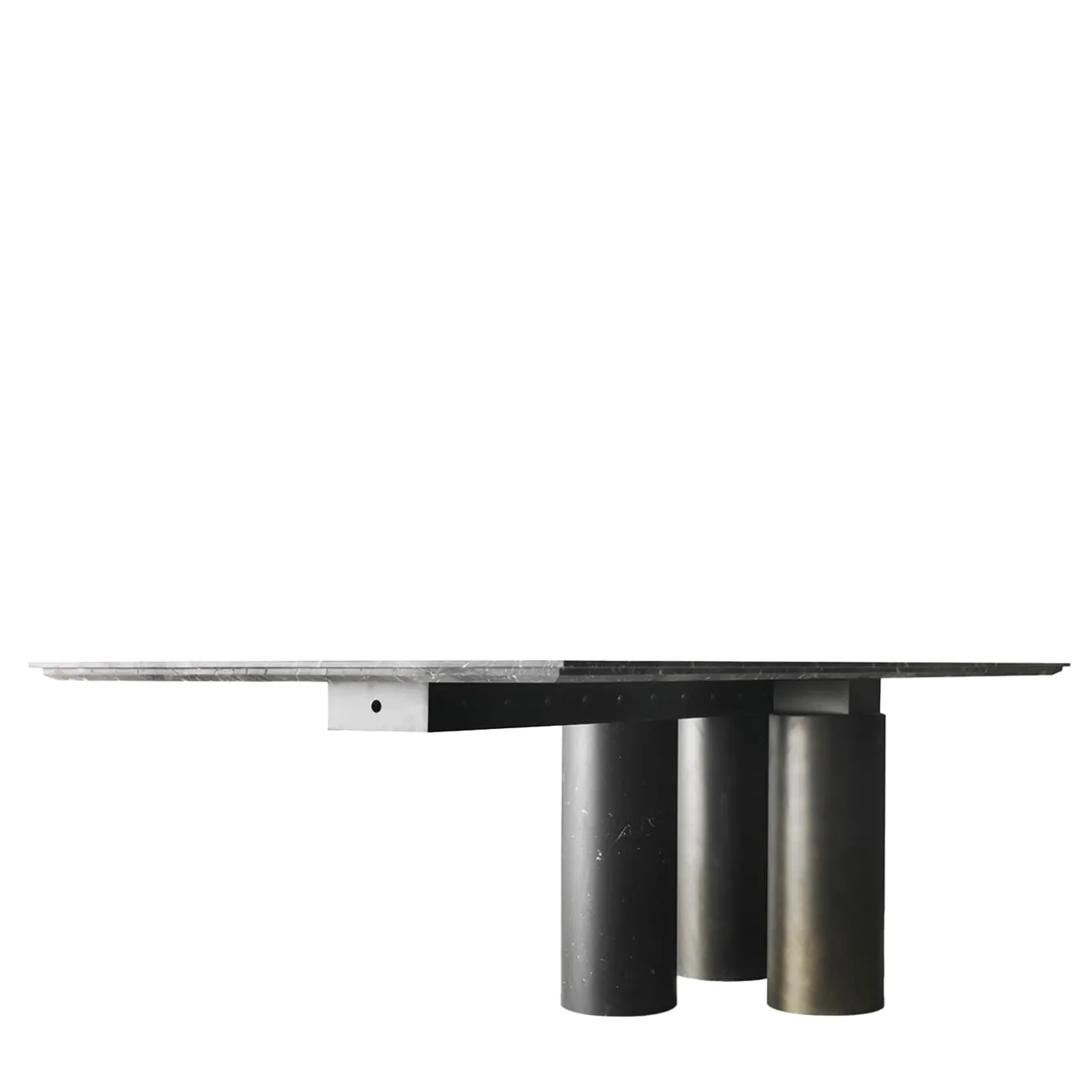 Tavolo da pranzo Arcaico con top e 4 basi cilindriche in Nero Marquina