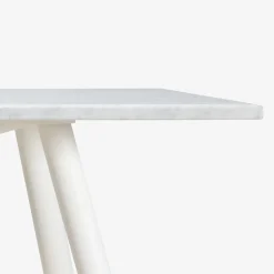 Tavolo da pranzo esterno rettangolare Larte 260 in marmo bianco carrara e acciaio bianco