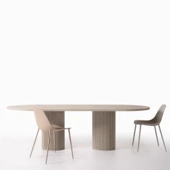 Tavolo Da Pranzo In Alluminio Corkcrete Beige