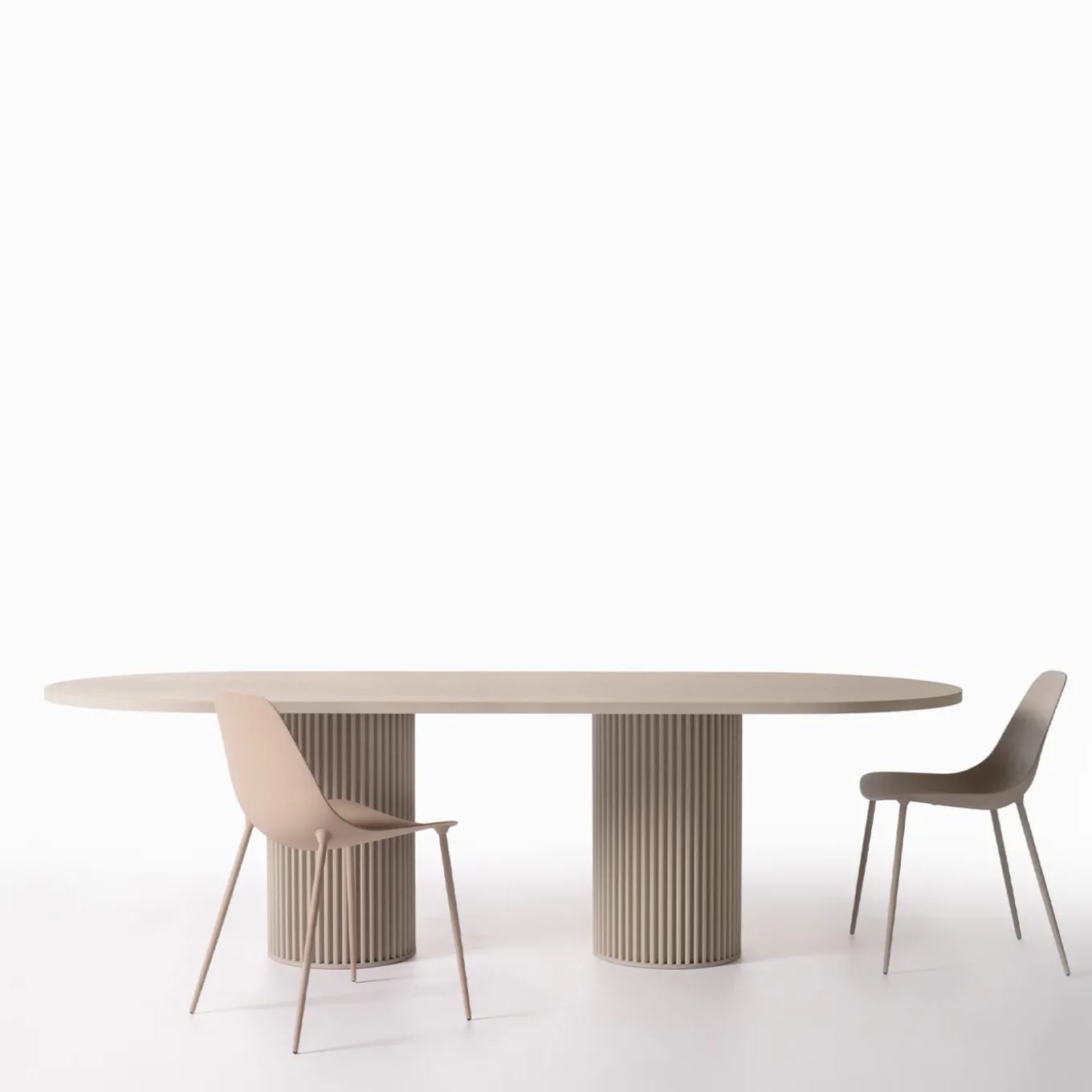 Tavolo Da Pranzo In Alluminio Corkcrete Beige