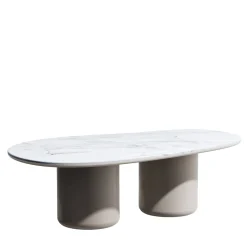 Tavolo da Pranzo Laghi II in Marmo di Carrara e Legno Lucido di Artefatto Design Studio