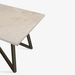 Tavolo da pranzo outdoor rettangolare in travertino e acciaio marrone Larte 200