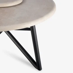 Tavolo da pranzo outdoor Hermu 150 in pietra travertino e acciaio marrone