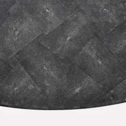 Tavolo da pranzo ovale Eos in pelle galuchat nera