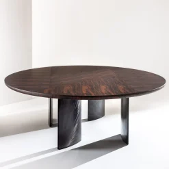 Tavolo da Pranzo Poe in Legno di Ziricote con Gambe Scultoree