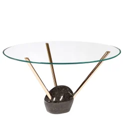 Tavolo da pranzo rotondo con piano in vetro Rays