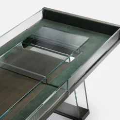 Tavolo da Shuffleboard Scivolo 9ft in Legno e Vetro