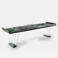 Tavolo da Shuffleboard Scivolo 9ft in Legno e Vetro