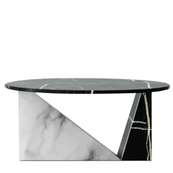 Tavolo Dieus in Marmi Bianco Carrara e Sahara Noir di Sissy Daniele