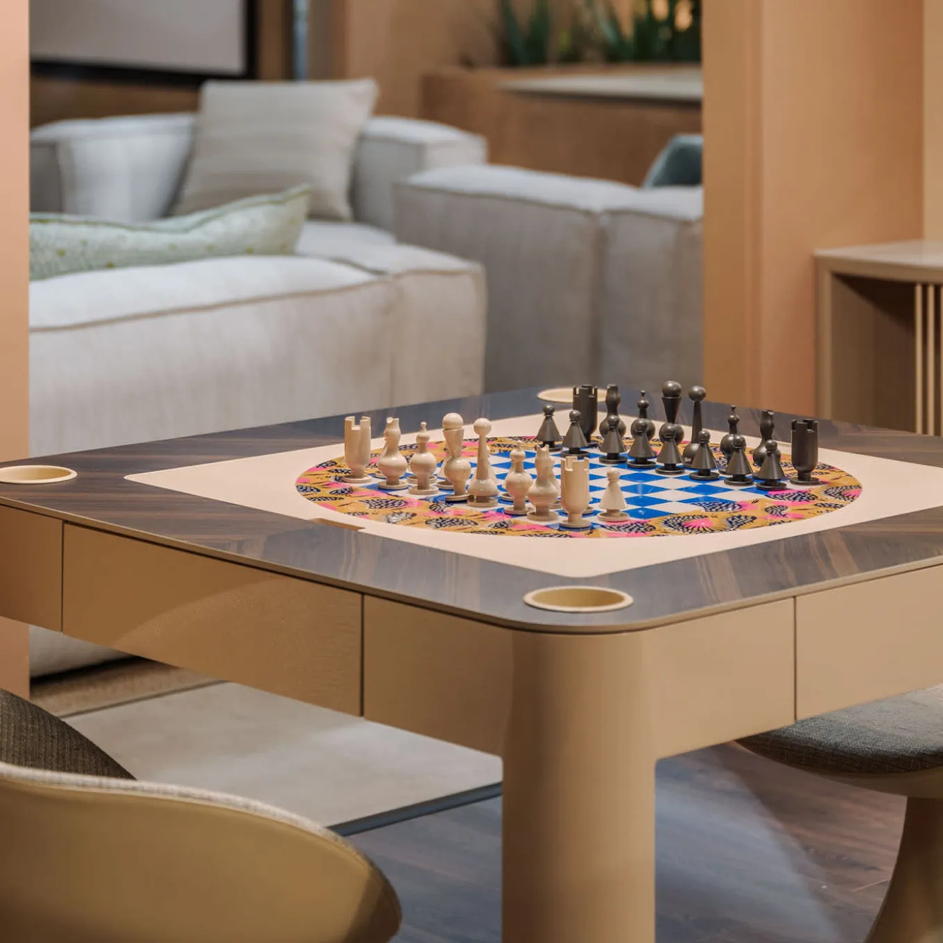Tavolo multigioco Enigma in legno lucido Cipria e Canaletto