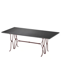 Tavolo rettangolare Ligare Lava-Stone-Top & Wrought Iron Brown