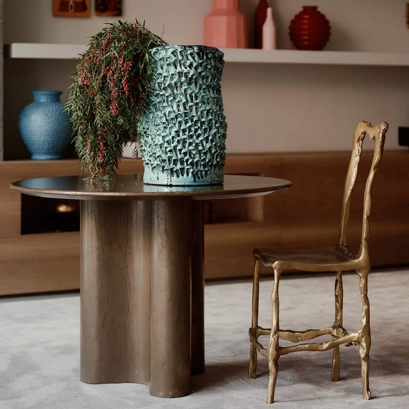 Tavolo rotondo Giorgia Liquid Bronze