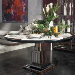 Tavolo rotondo in ebano e marmo