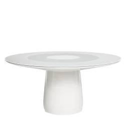 Tavolo rotondo Roundel in vetro bianco