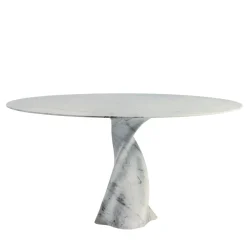 Tavolo Twist in marmo bianco di Carrara di Giuseppe Chigiotti