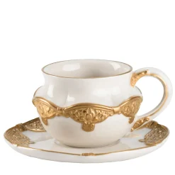 Tazza da caffè espresso con piattino Caterina White & Gold