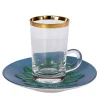 TAZZA DA TÈ E PIATTINO BLU PAVONE