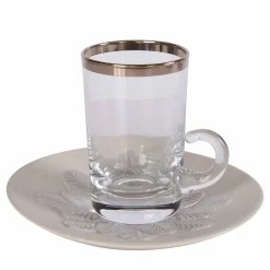TAZZA DA TÈ E PIATTINO GRIGIO PAVONE