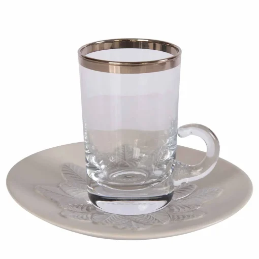 TAZZA DA TÈ E PIATTINO GRIGIO PAVONE