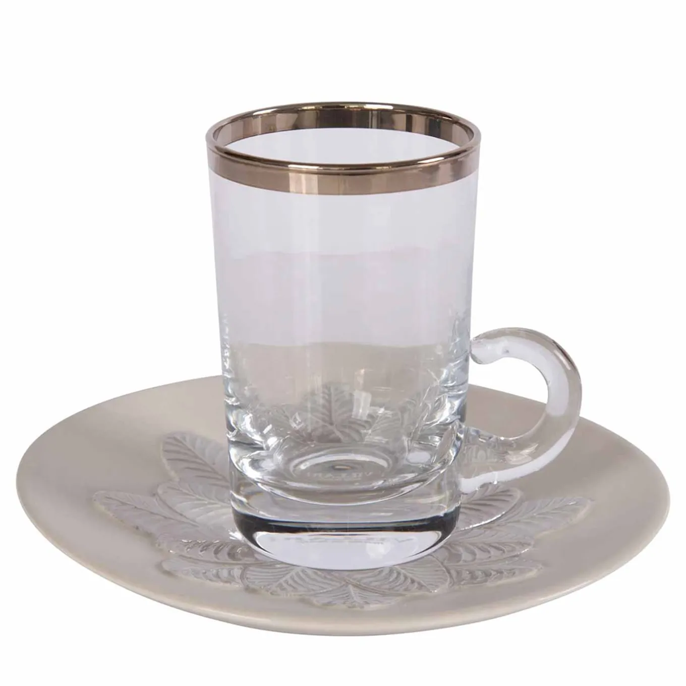 TAZZA DA TÈ E PIATTINO GRIGIO PAVONE