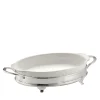 Teglia ovale con supporto d'argento a due maniglie