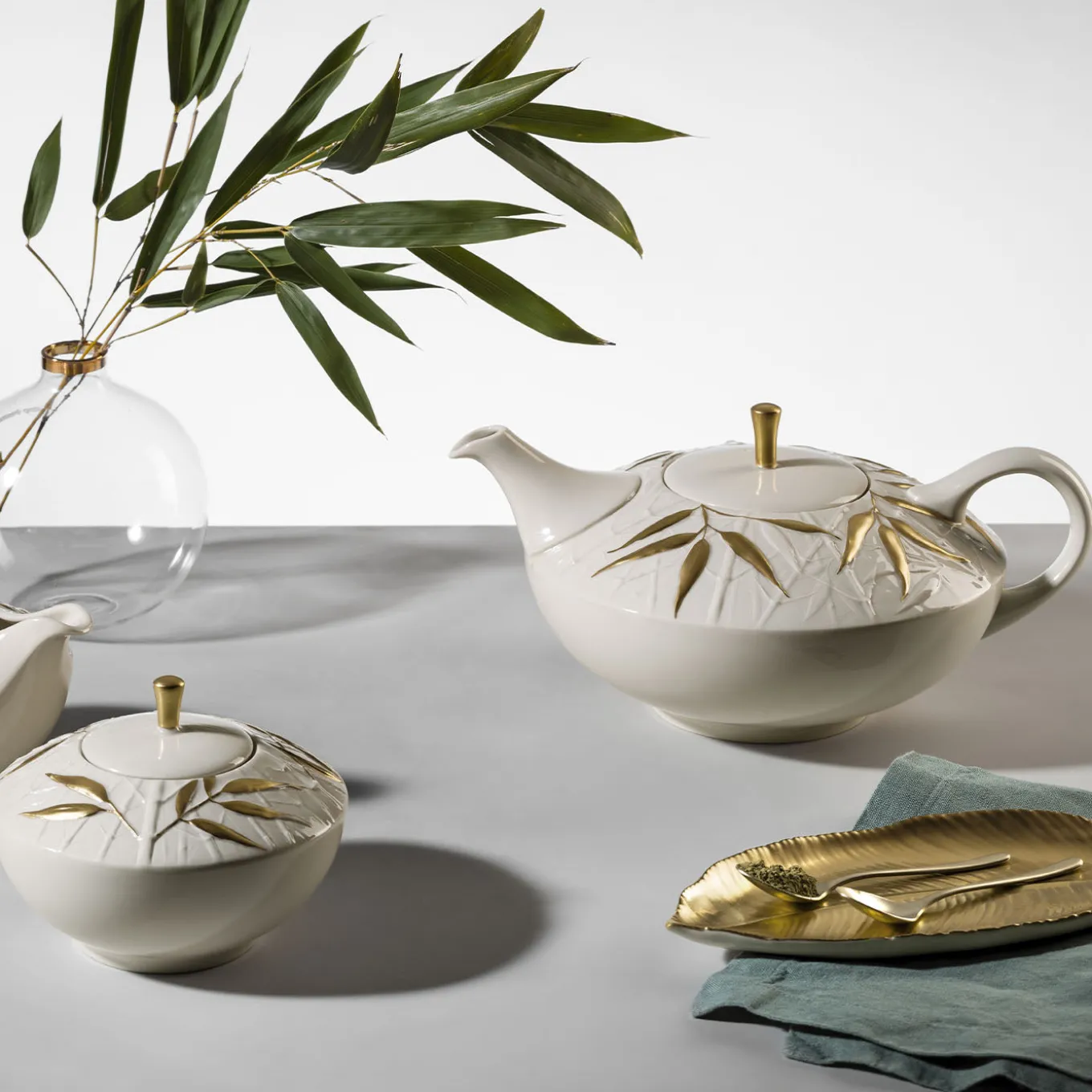 Teiera Bambù in Porcellana Bianca