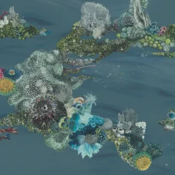 Tessuto di rivestimento murale in poliestere Blue Patch Reef