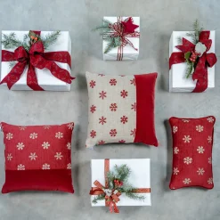 Tessuto jacquard Stripe Torino06 Cuscino quadrato Rosso Carrè