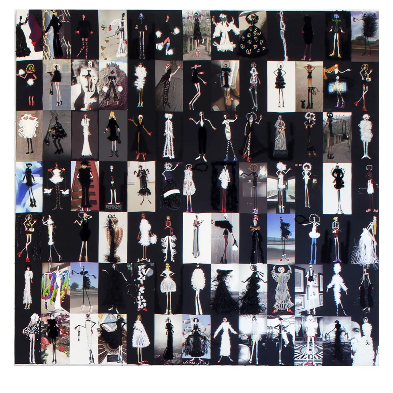 Tipe Umane Ricamo in bianco e nero