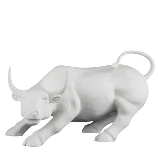 Toro di Wall Street Scultura bianca di grandi dimensioni
