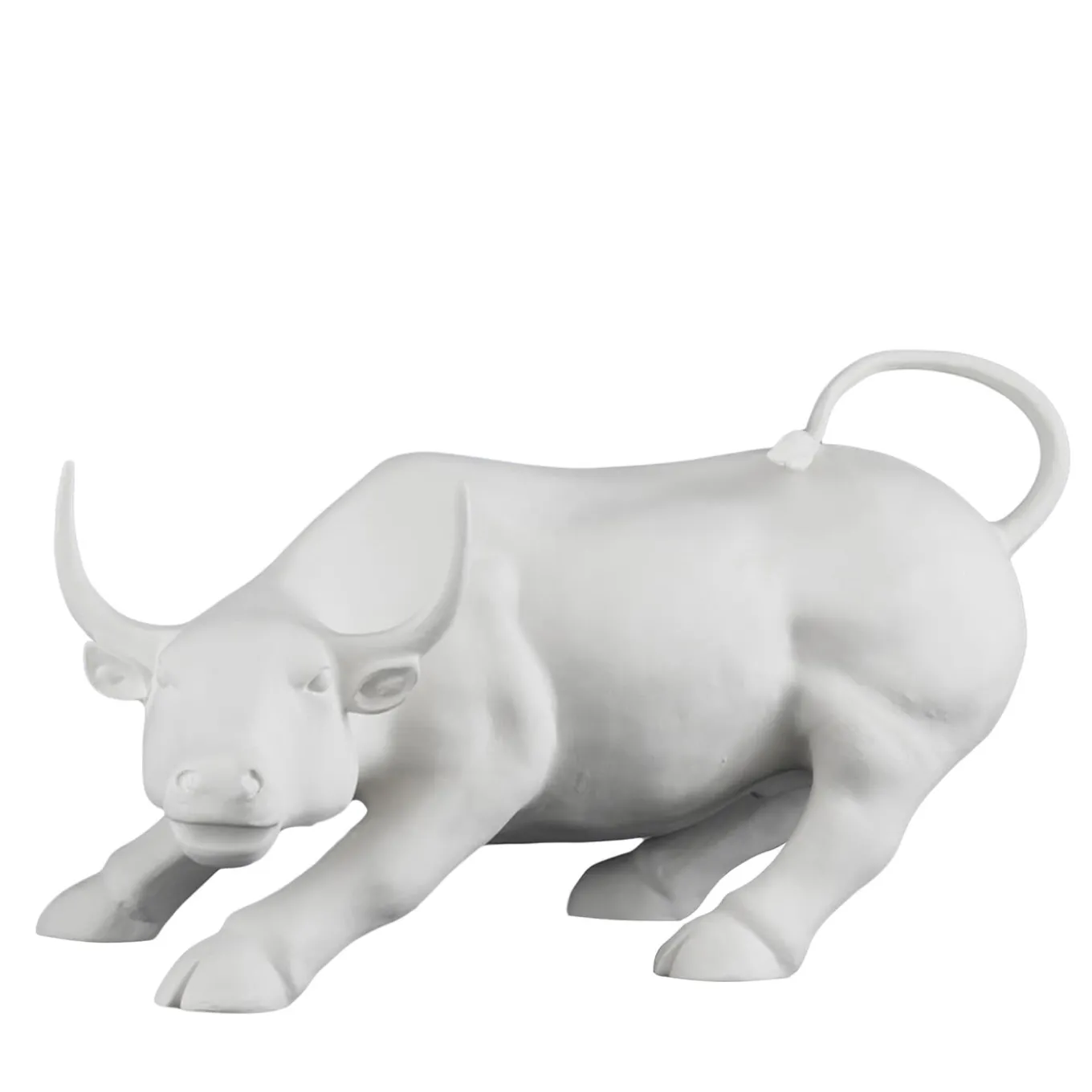 Toro di Wall Street Scultura bianca di grandi dimensioni