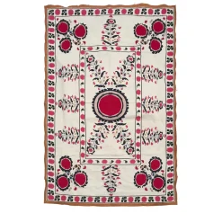 Tovaglia in cotone stampato fucsia Suzani