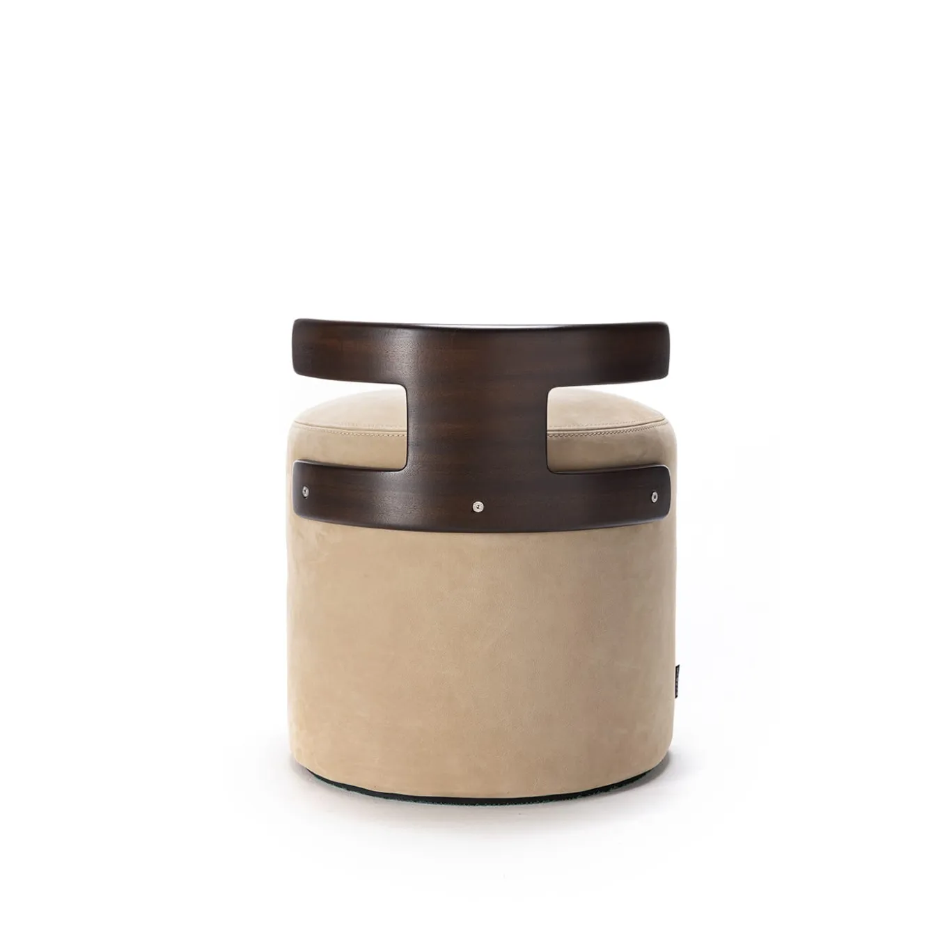 T-Pouf in pelle bianco crema con schienale