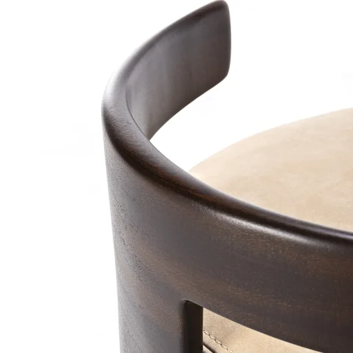 T-Pouf in pelle bianco crema con schienale
