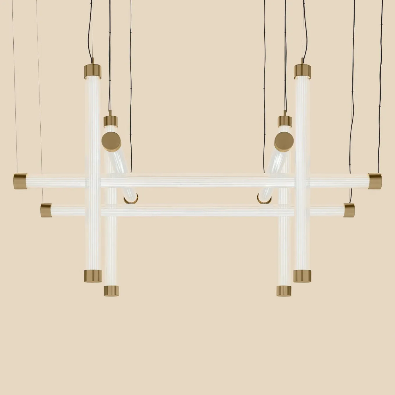 Trama S8 Lampadario Trama S8 a 8 luci in vetro borosilicato a griglia