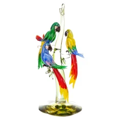 Tre pappagalli in vetro di Murano