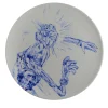 Tricky Home Caro Piatto in Ceramica Dipinto di Blu