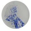 Tricky Home Lucio Piatto in Ceramica Dipinto di Blu